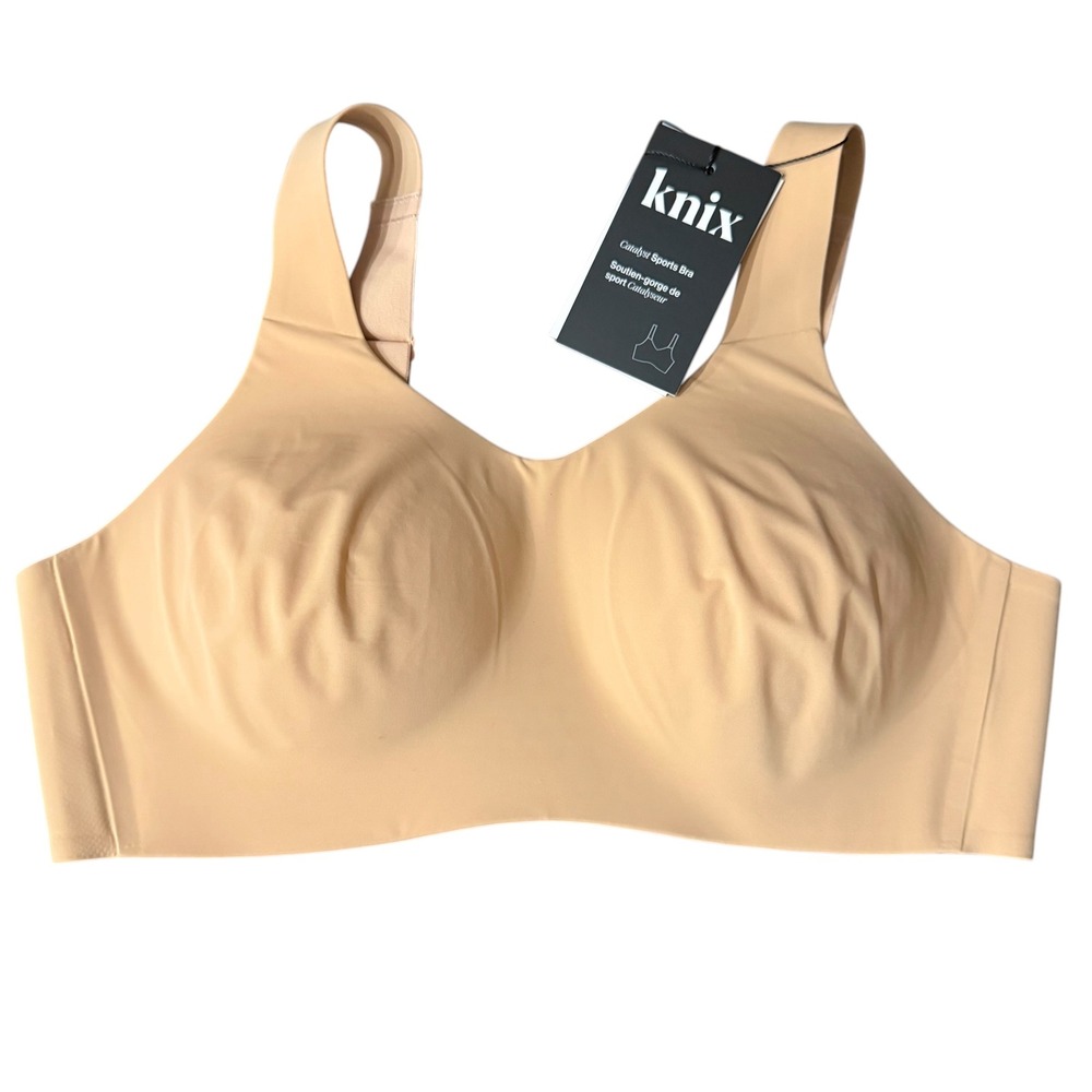 Knix Catalyst Sports Bra Beige High Impact Wireless Adjustable Straps Size M NEW